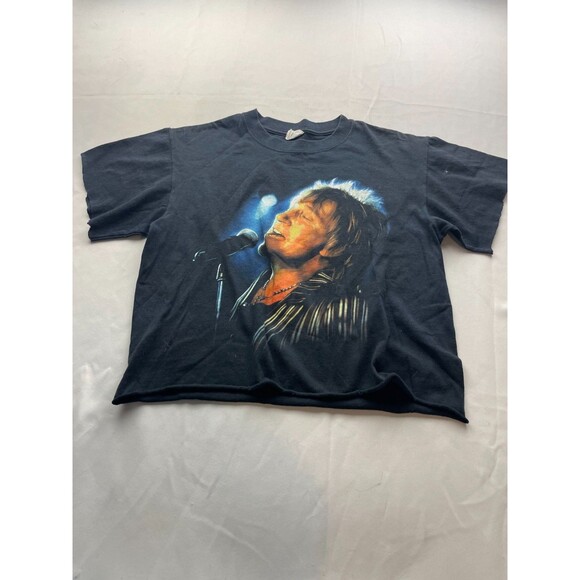 Rod Stewart Rocks Greatest Hits 2008 T-Shirt Women M Black Music Cropped Concert - Picture 1 of 5